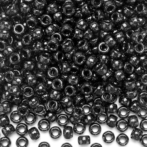 IOOLEEM Black Glitter Pony Beads,1200pcs Beads for Bracelets Making & Hair braiding, Kandi Friendship Bracelets & Jewelry Making. - color: Black Glitter