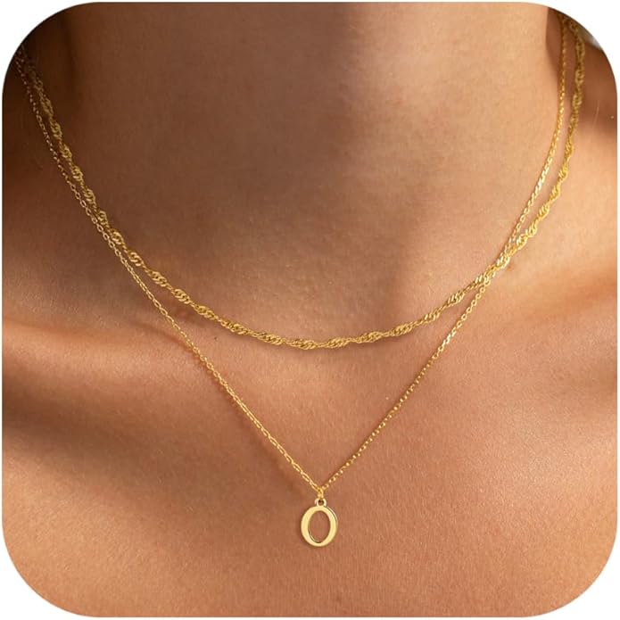 14K Gold Plated Initial Necklaces for Women Dainty Layered Letter Pendant Necklace Cute Choker Necklace Gift Trendy Stuff Personalized Jewelry Stack for Women Her