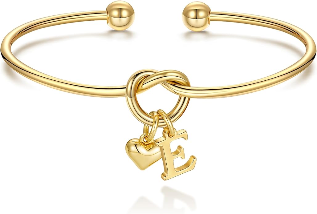 M MOOHAM Valentines Gifts for Her Teen Girls - Knot Initial Bracelets for Women Bridesmaids Proposal Gift Bridesmaid Gift Heart Initial Bracelet Friendship Bracelets Valentines Gifts for Women Sister
