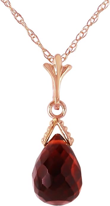 Galaxy Gold GG 14k Solid Gold Jewelry Set: Natural Briolette Garnet Pendant Necklace and Dangle Earrings