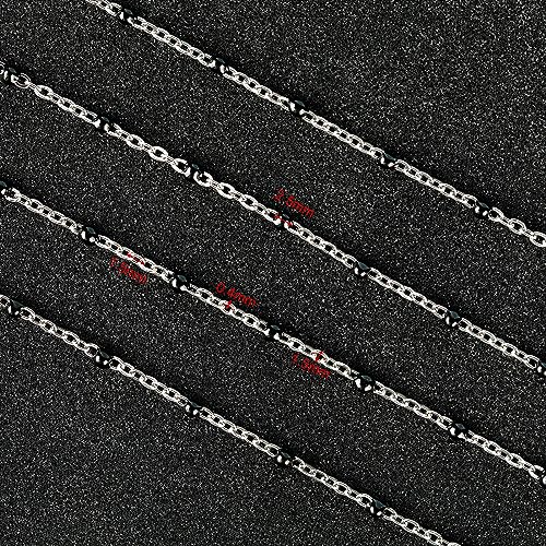 UMAOKANG 10 Meters Stainless Steel Jewelry Chain for Jewelry Making Black Enamel Bead Cable Chain Roll with Open Jump Rings and Lobster Clasps - color: Black Bead-Steel