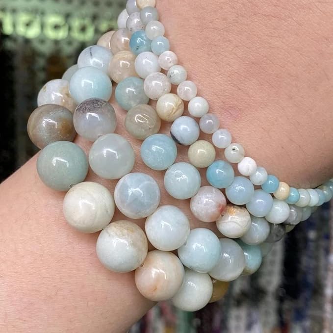 12mm 31pcs Natural Stone Beads Colorful Amazonite Gemstone Round Loose Beads for Jewelry Making DIY Bracelet Necklace Earrings15 Inch