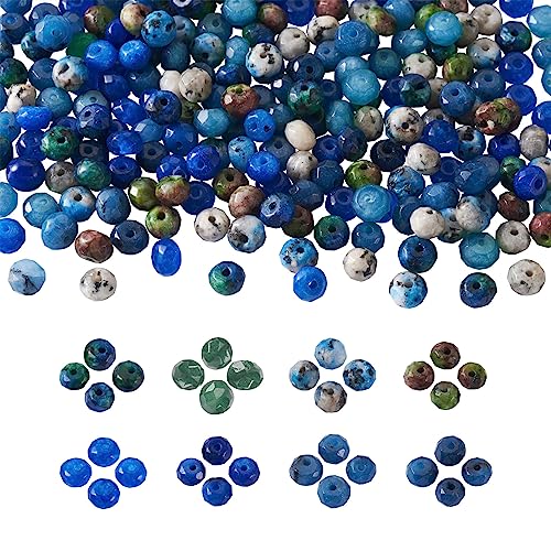 Craftdady 270Pcs Natural Gemstone Beads Rondelle Jasper Beads 6x4mm Dyed Faceted Round Loose Spacer Energy Healing Power Stone Beads for DIY Jewelry Crafts - color: 9 Colors Sesame Jasper