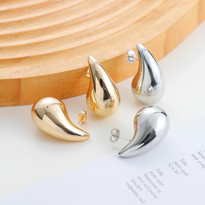 9 Pairs Chunky Gold Earrings Set for Women Trendy Lightweight Gold Plated Hoop Earrings Hypoallergenic Jewelry