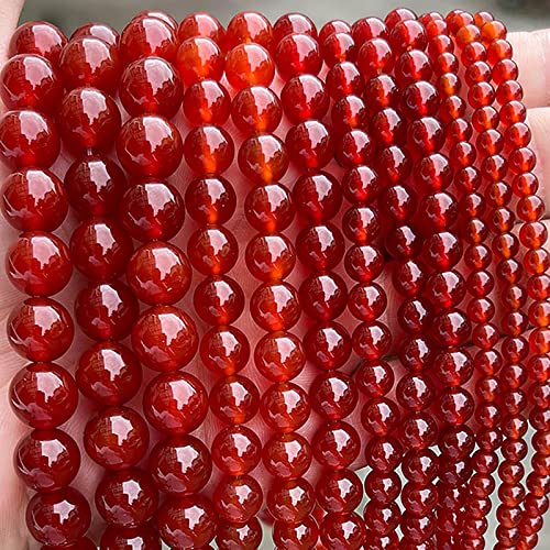60pcs 6mm Red Agate Beads Natural Gemstone Beads Round Loose Beads for Jewelry Making - color: Red Agate, size: 6mm