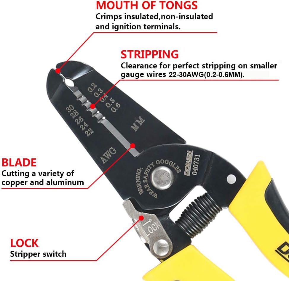 DOWELL 22-30 AWG Wire Stripper Wire Stripping Tool Wire Cutter And Multi-Function Hand Tool，Professional Handle Design And Refined Craftsmanship.