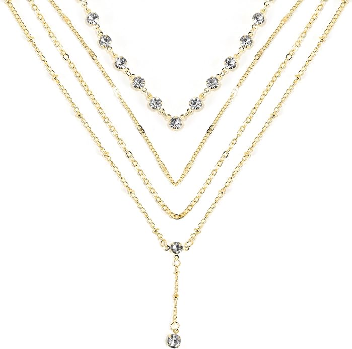 Necklace for Women, Dainty Long 14K Gold Y-Shaped Necklace Jewelry Trendy Beaded Layered Chain Drop Necklaces Jewelry Women Gifts