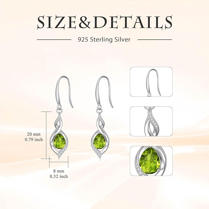 Birthstone Earrings for Women 925 Sterling Silver Infinity Love Jewelry Valentines Day Birthday Gifts for Her Mom Wife Girlfriend