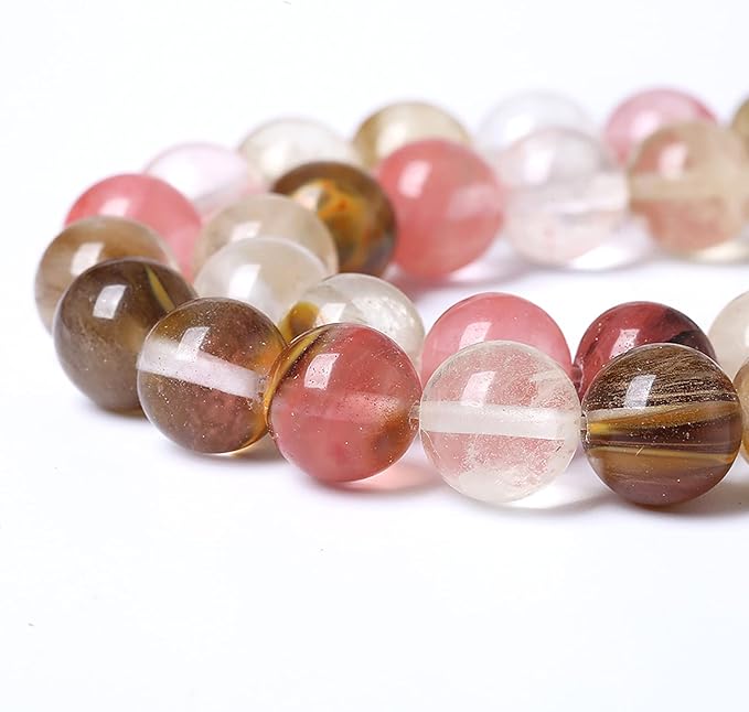 32PCS 12mm Natural Stone Beads Watermelon Tourmaline Gemstone Round Loose Spacer Beads for Jewelry Making DIY Bracelet Necklace 15 Inch,Energy Stone Healing Power