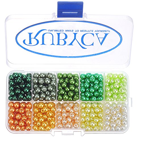 RUBYCA Czech Satin Luster Glass Pearl Round Beads for Jewelry Making, 6mm, Mix Colors, Organizer Box - color: Pearl Luster Mixed Colors #4, size: 6mm