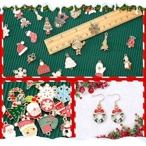 SANNIX 350Pcs Christmas Charms for Jewelry Making, Gold Enamel Charms Christmas Charm Pendants for DIY Crafts Bracelets Necklace Earrings Craft Supplies - color: Christmas Color