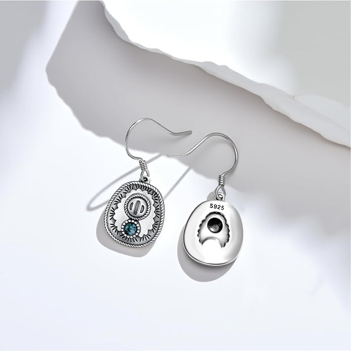 Western Earrings for Women 925 Sterling Silver Turquoise Western Country Dangle Drop Earrings Country Jewelry Gifts for Cowgirl Cowboy