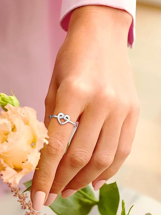 Bestyle 925 Sterling Silver Ring for Women, Minimalist Claddagh Ring Celtic Knot Ring for Women, Irish Promise Wedding Band, Gold/Rose Gold Vermeil Women Band Ring, Stackable, Gift for Her