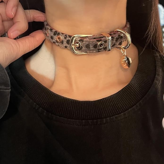 Gothic Heart Pendant Choker Necklace with Chain, Black Leather Collar, Silver Metal Hardware