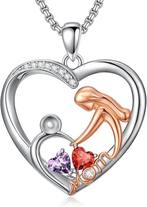 Valentines Day Gift for Mom Mother Daughter Necklace Birthstone Necklaces for Women Anniversary Jewelry Valentine Mothers Day Christmas Birthday Gifts for Mom Women Her Wife Girlfriend