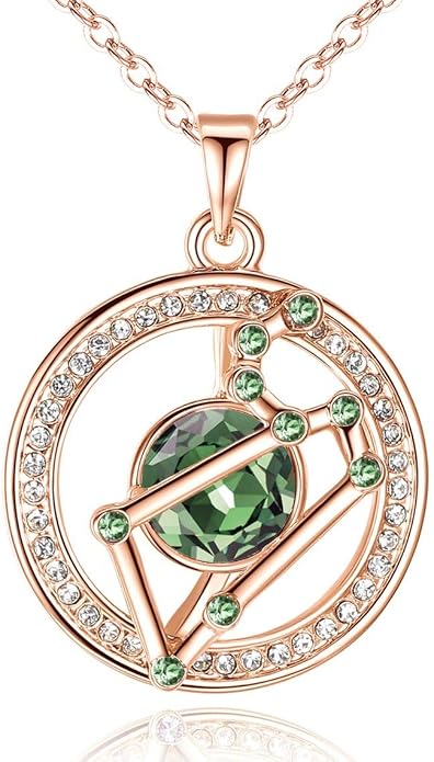 Leafael "Superstar Zodiac Constellation Pendant Necklace Made with Premium Crystal Horoscope Jewelry, Gold or Rose Gold Plated, 18"+ 2"