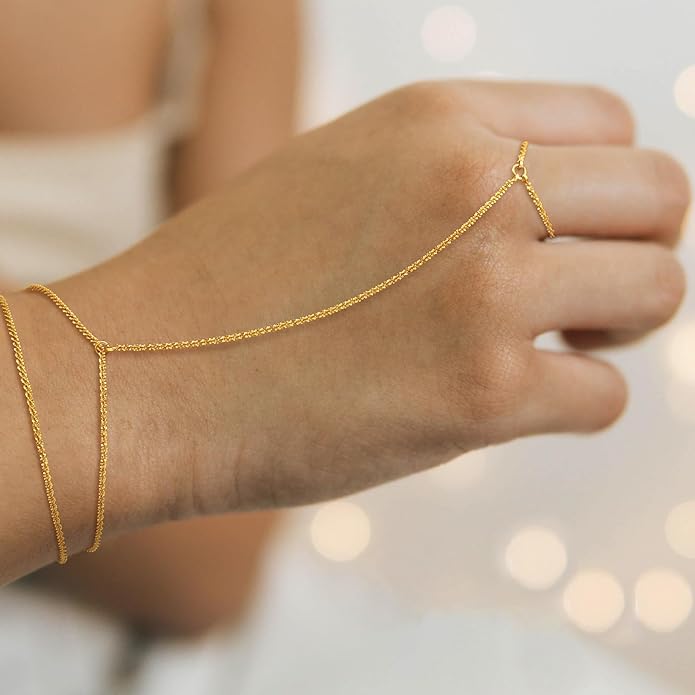MBW Gold Bracelets for Women Trendy, Dainty 14K Gold Plated Bracelet Stack Beaded Chain Bracelet Set Thin Small Cute Paperclip Bracelets Fashion Waterproof Jewelry Gift Gold Accessories for Women