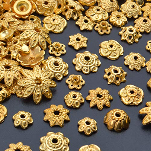 BronaGrand 100 Gram(About 250-350pcs) Bead Caps Metal Spacers Jewelry Findings Accessories for Bracelet Necklace Jewelry Making,Gold - color: Gold
