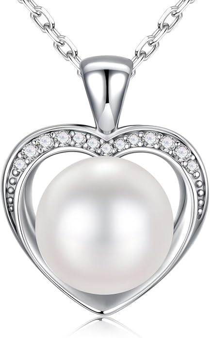 Iefil Valentines Day Gifts for Her - 925 Sterling Silver 10-11mm Freshwater Pearl Necklace, Anniversary Birthday Gifts for Women Wife Girlfriend