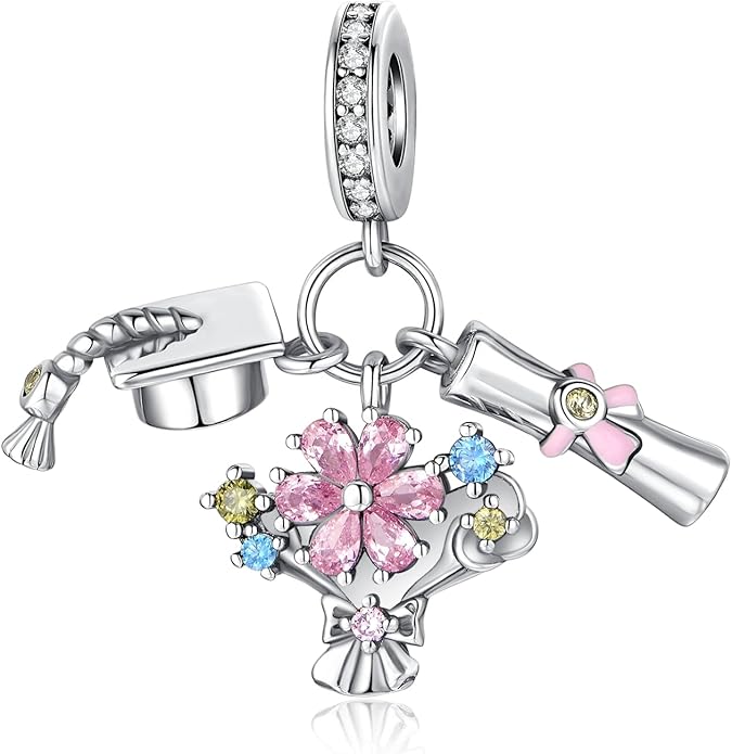Birthday Fashion Love Heart Dangle Charm 925 Sterling Silver Charms fits Bracelets and Necklace Pendant Bead Charms Jewelry Present for Women Family Friends