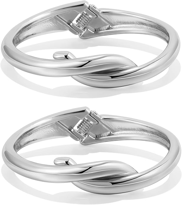 2Pcs Bangle Bracelets for Women Gold Arm Cuff 14k Gold Plated Chunky Gold Bangle Set Hinged Cuff Bracelets Trendy Arm Cuff Jewelry for Women