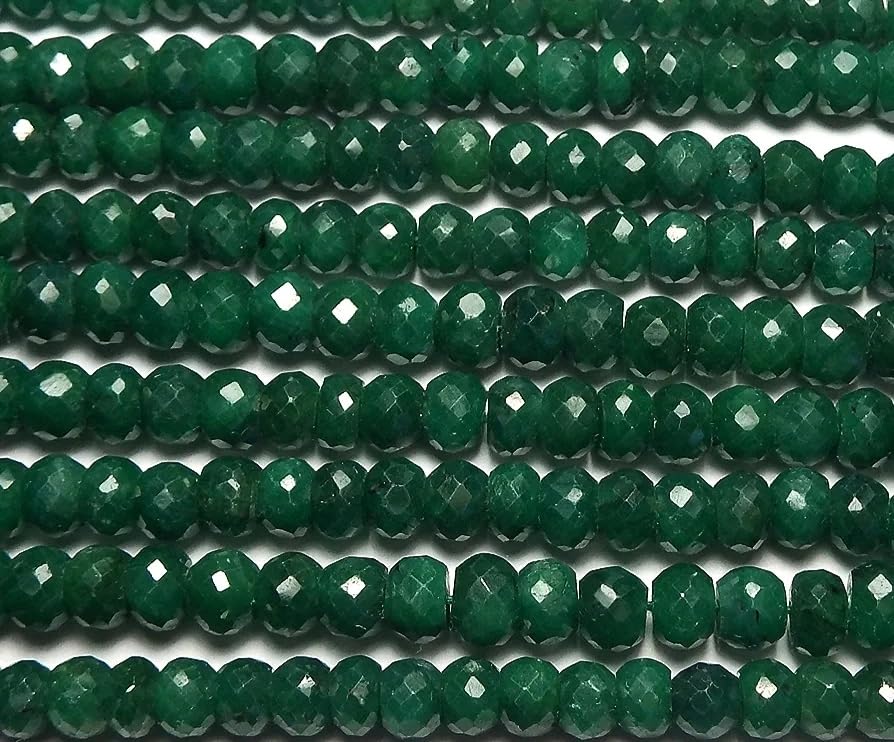 14" Strand Emerald 4mm Faceted Rondelle Gemstone Beads, Loose Stone for Jewelry Making Beads