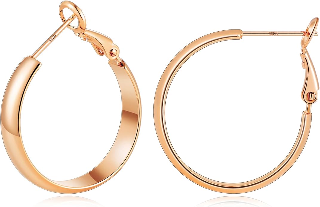 Gacimy 14K Gold Plated Hoop Earrings for Women, 14k Real Gold Plated with 925 Sterling Silver Post, Hypoallergenic Lightweight Thick Hoops Earrings for Women Trendy