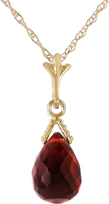 Galaxy Gold GG 14k Solid Gold Jewelry Set: Natural Briolette Garnet Pendant Necklace and Dangle Earrings