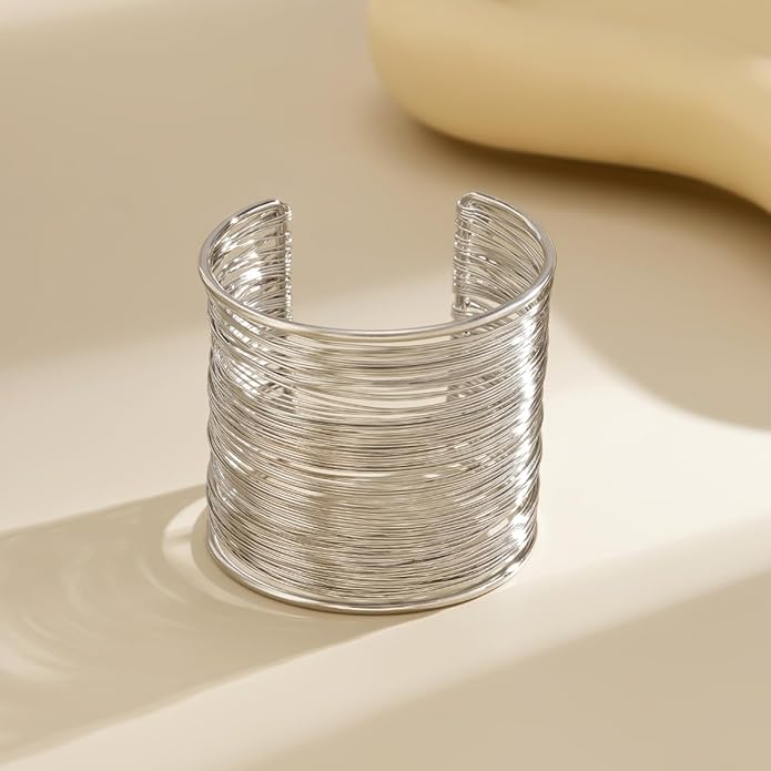 3PCS Gold Chunky Cuff Bracelets for Women Irregular Minimalist Statement Bangle Bracelets Set Open Wide Bangle Arm Cuff Upper Arm Punk Jewelry