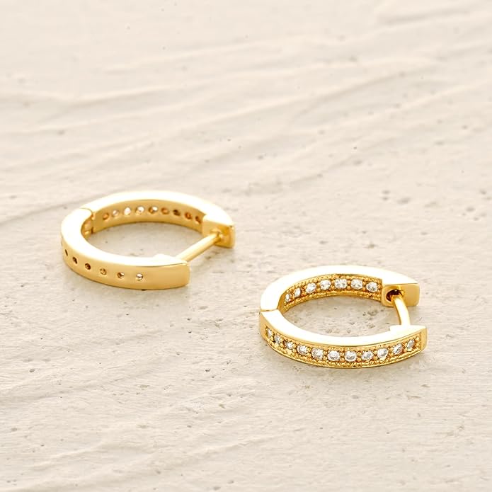 MYEARS Women Earrings Gold Huggie Hoop Ear Stud Cuff 14K Small Simple Hypoallergenic Everyday Jewelry