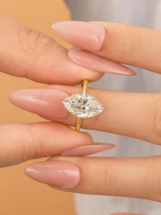 3.5CT Marquise Cut Engagement Ring, AAAAA Grade Cubic Zirconia Promise Ring for Women, S925 Silver Bridal Wedding Jewelry