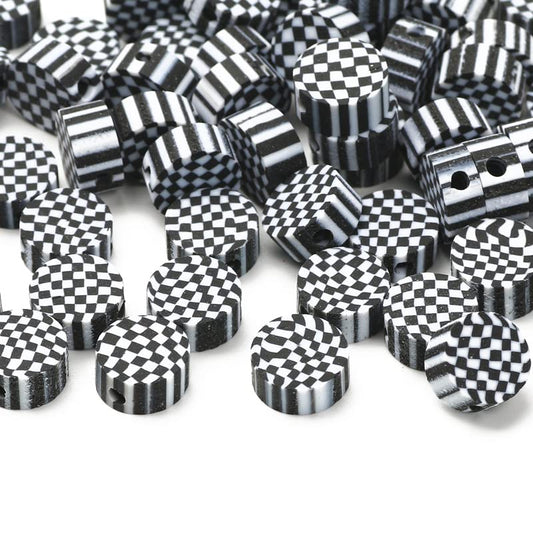Airssory 100 Pcs Black & White Plaid Squares Beads Polymer Clay Mosaic Bead for Handmade Crafts Jewelry Making Supplies - 10x4.5mm - color: Mosaic Bead_10x4.5mm