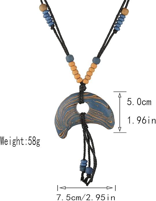 STWTR Bohemian Beaded Necklace Pendant for Women Men Retro Colorful Ceramic Pendant Handmade Ethnic Tribe Boho Jewelry Gift