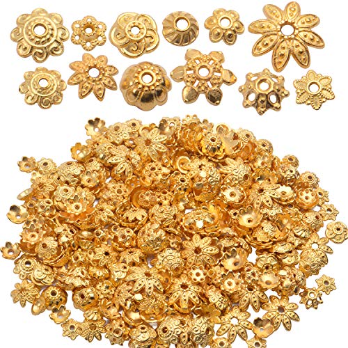 BronaGrand 100 Gram(About 250-350pcs) Bead Caps Metal Spacers Jewelry Findings Accessories for Bracelet Necklace Jewelry Making,Gold - color: Gold