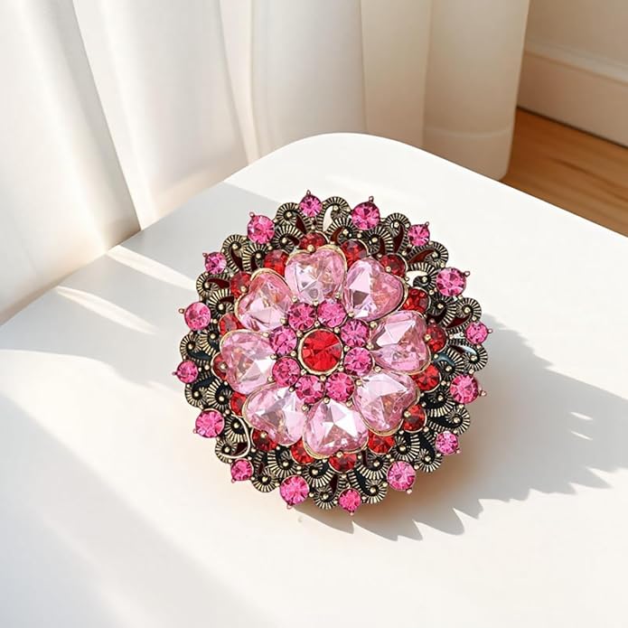 Rhinestone Crystal Flower Brooch Pin Sparkling Large Crystal Sunflower Brooch Vintage Floral Lapel Pins Rhinestone Flower Bouquet Broochs Rose Snowflake Broochs Wedding Bridal Dress Jewelry for Women