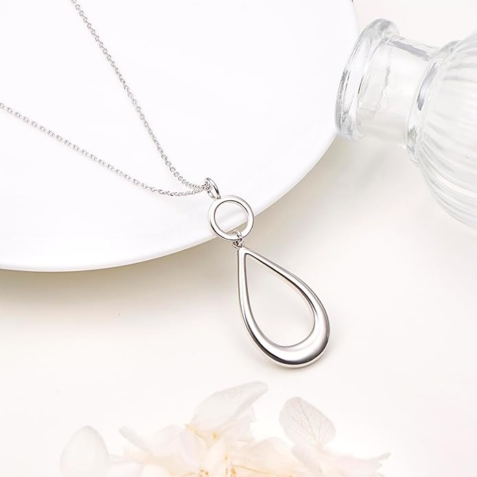 Long Necklace Sterling Silver Larait Bar Y Lariat Long Chain Drop Adjustable Necklace Gift for Her, 30"