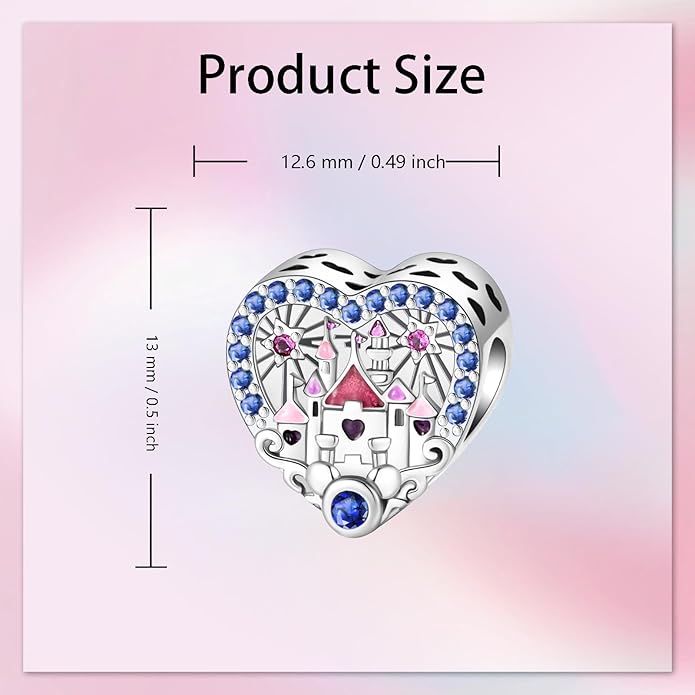 Birthday Fashion Love Heart Dangle Charm 925 Sterling Silver Charms fits Bracelets and Necklace Pendant Bead Charms Jewelry Present for Women Family Friends