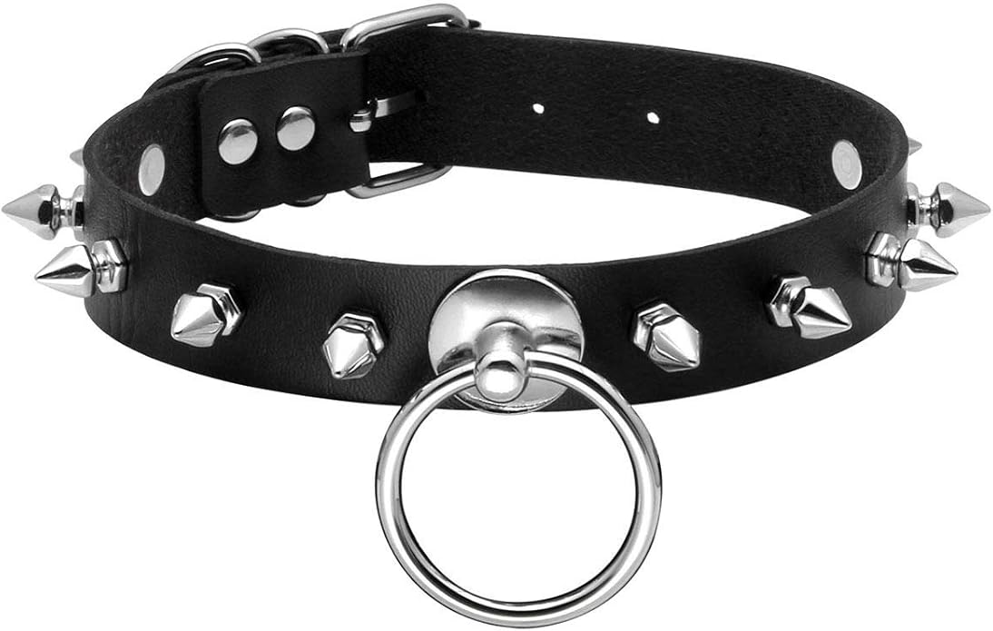 Eigso Vintage Punk Goth Studded Rivet Pu Leather Collar Choker Necklace with Spikes Adjustable