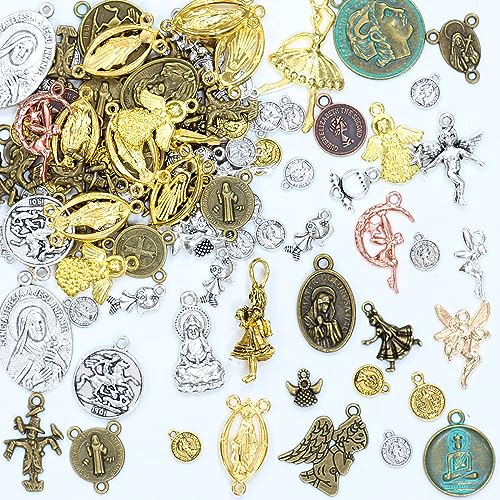 stino 100g Metal Pendant Charms for Jewelry Making, Bulk Silver & Gold Plated Charms for Braclet Necklace Crafts, Animal Plant Flower Pet and so on - color: Character Mixed Color