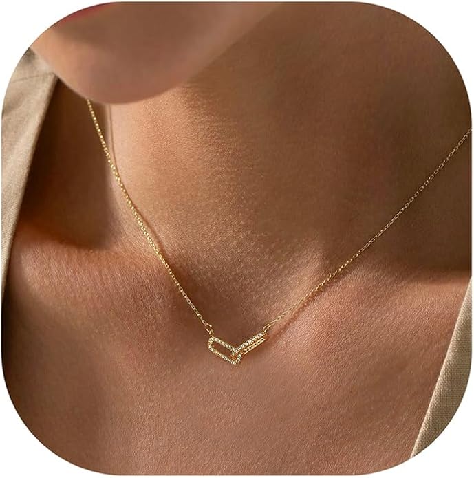 Evabelle Gold Layered Necklace for Women Trendy Jewelry 14K Real Gold Plated Chunky Chain Stackable Necklaces Dainty Choker Necklaces Rectangle Square Pendant