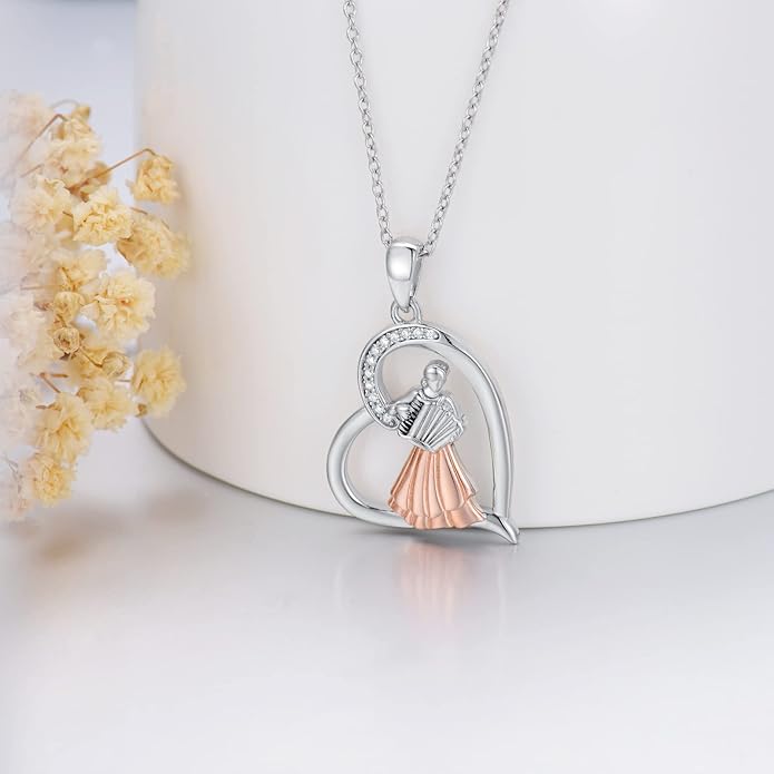 Violinist Necklace Sterling Silver Music Crystal Jewelry Saxophone Cello Violin Piano Flute Music Note Necklace Music Gifts for Women Girl Daughter