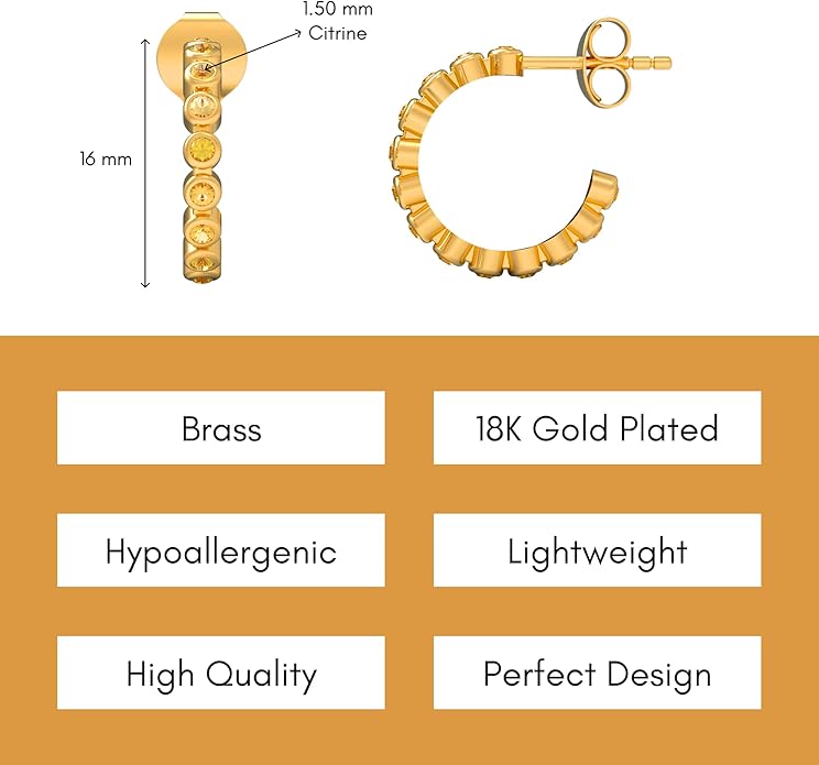 Gold Hoop Earrings for Women – Brass 18k Gold Plated Round Hoop Earrings, Lightweight Gold Plated Fashion Jewelry, Elegant Statement Earrings for Party & Daily Wear