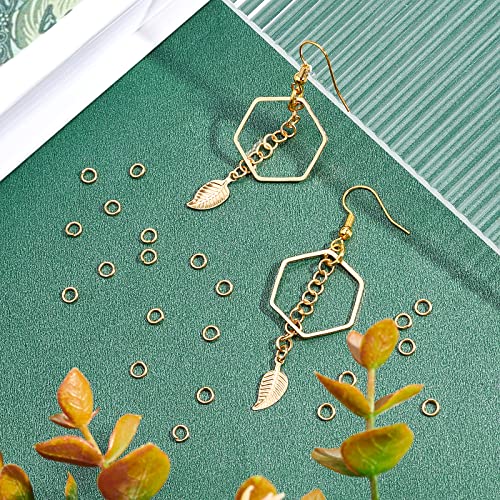 NBEADS About 500pcs 4mm Gold Jump Rings, Open Jump Rings 304 Stainless Steel Split Rings Real 18K Gold Plated Connector Rings for Jewelry Making Necklaces Bracelet Earrings Keychain