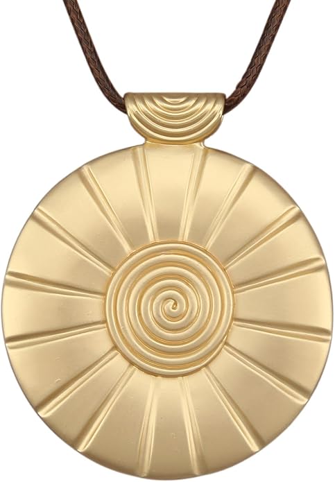 Boho Leather Necklace Women Bohemian Brown Circle Pendant Necklace Choker Long Necklaces for Women Boho Ring Large Pendant