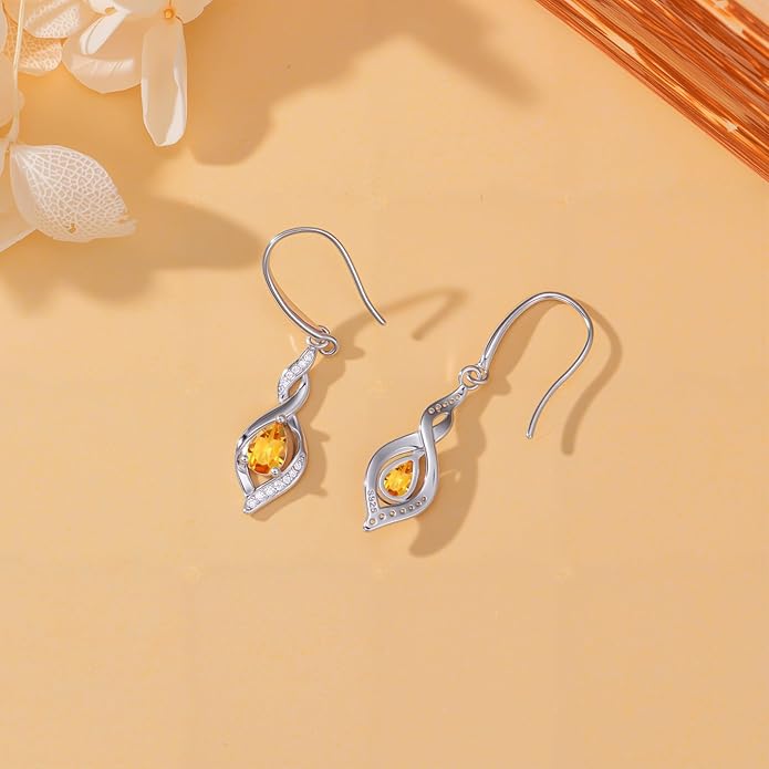 Birthstone Earrings for Women 925 Sterling Silver Infinity Love Jewelry Valentines Day Birthday Gifts for Her Mom Wife Girlfriend