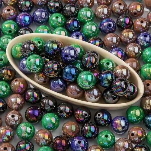 16mm Acrylic Beads 100pcs Ab Halloween Color Bead Chunk Bubblegum Beads for Pens for Necklace Jewelry Bracelets DIY Crafts Making (Navy Blue&Dark Green&Dark Coffee&Black) - color: Navy blue&dark green&dark coffee&black