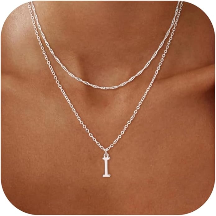 14K Gold Plated Initial Necklaces for Women Dainty Layered Letter Pendant Necklace Cute Choker Necklace Gift Trendy Stuff Personalized Jewelry Stack for Women Her