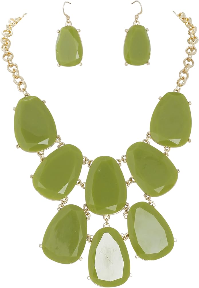 Firstmeet Chunky Bubble Statement Collar Necklace with Earrings for Women