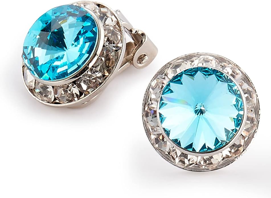 | Colorful Rhinestone Clip On Earrings for Dance, Pageant, Prom, Performance, Wedding, or Special Event