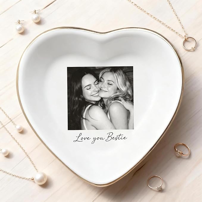 My4gifts Personalized Besties Photo Jewelry Dish, Sisters Jewelry Dish, Custom Besties Gifts, Bff Gifts, Friendship Gift, Best Friend Gift for Women, Custom Jewelrys Plate, Birthday, Christmas/2